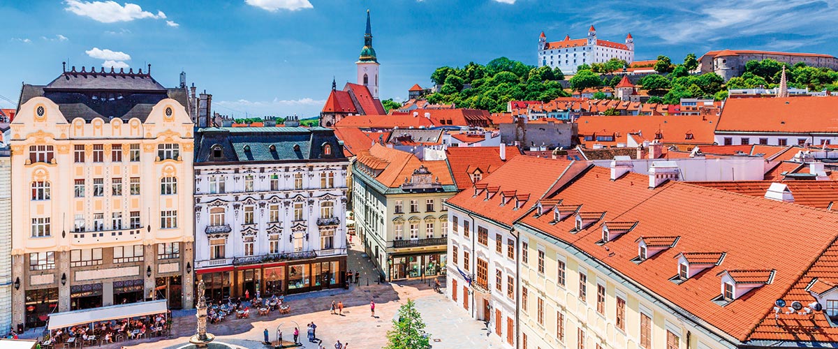 A view over Bratislava towards the castle, Slovakia